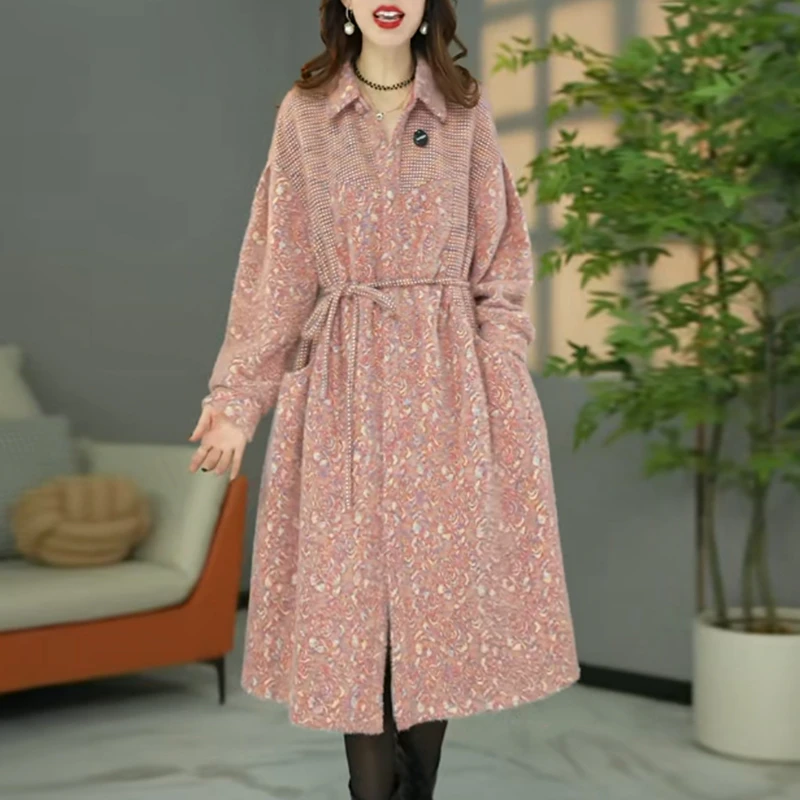 洋气流行POLO领阔版加厚连衣裙女2025秋冬新款十三行妈妈遮肉裙子