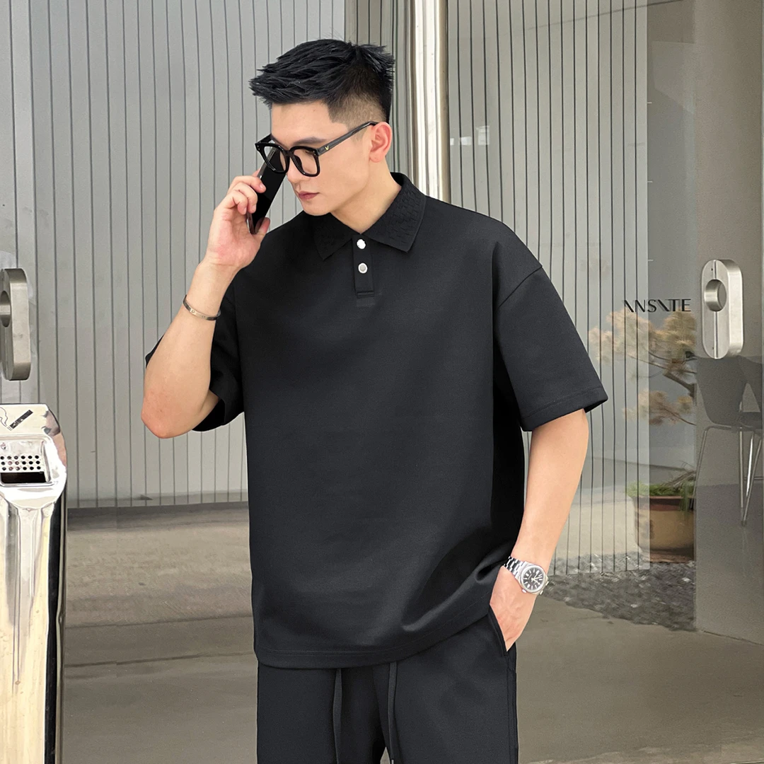 NO22WEAR【老钱风棋盘格】高级感亮银扣翻领polo衫男士夏季冰凉短袖