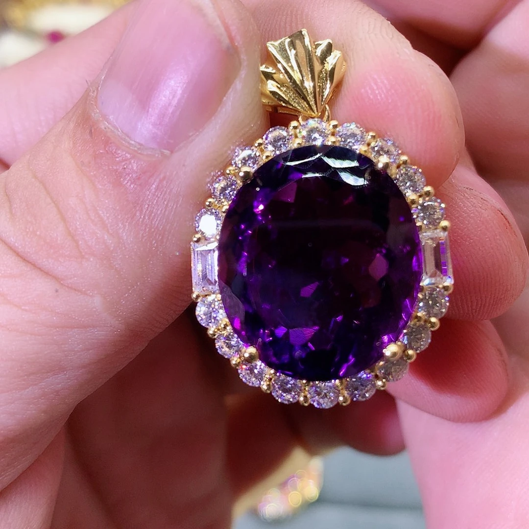 紫晶颈饰银S925镀金镶嵌幸****道