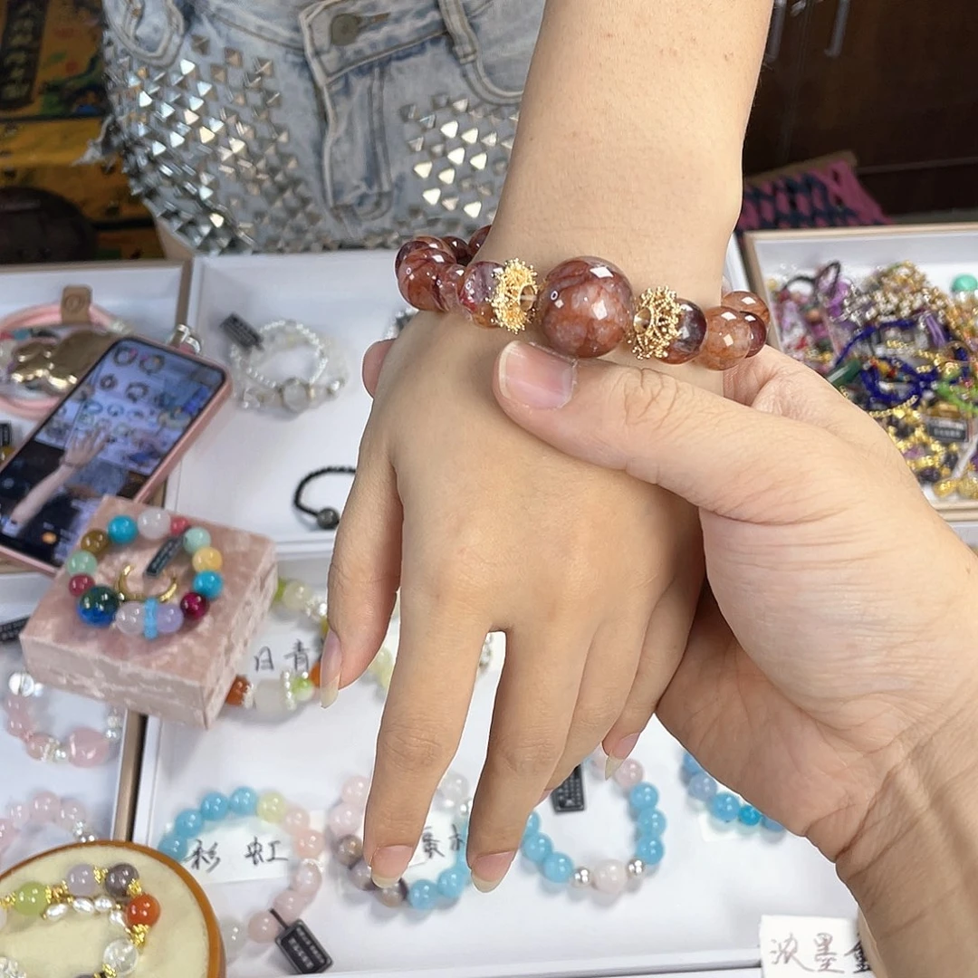 水晶手链银S925镀金镶嵌