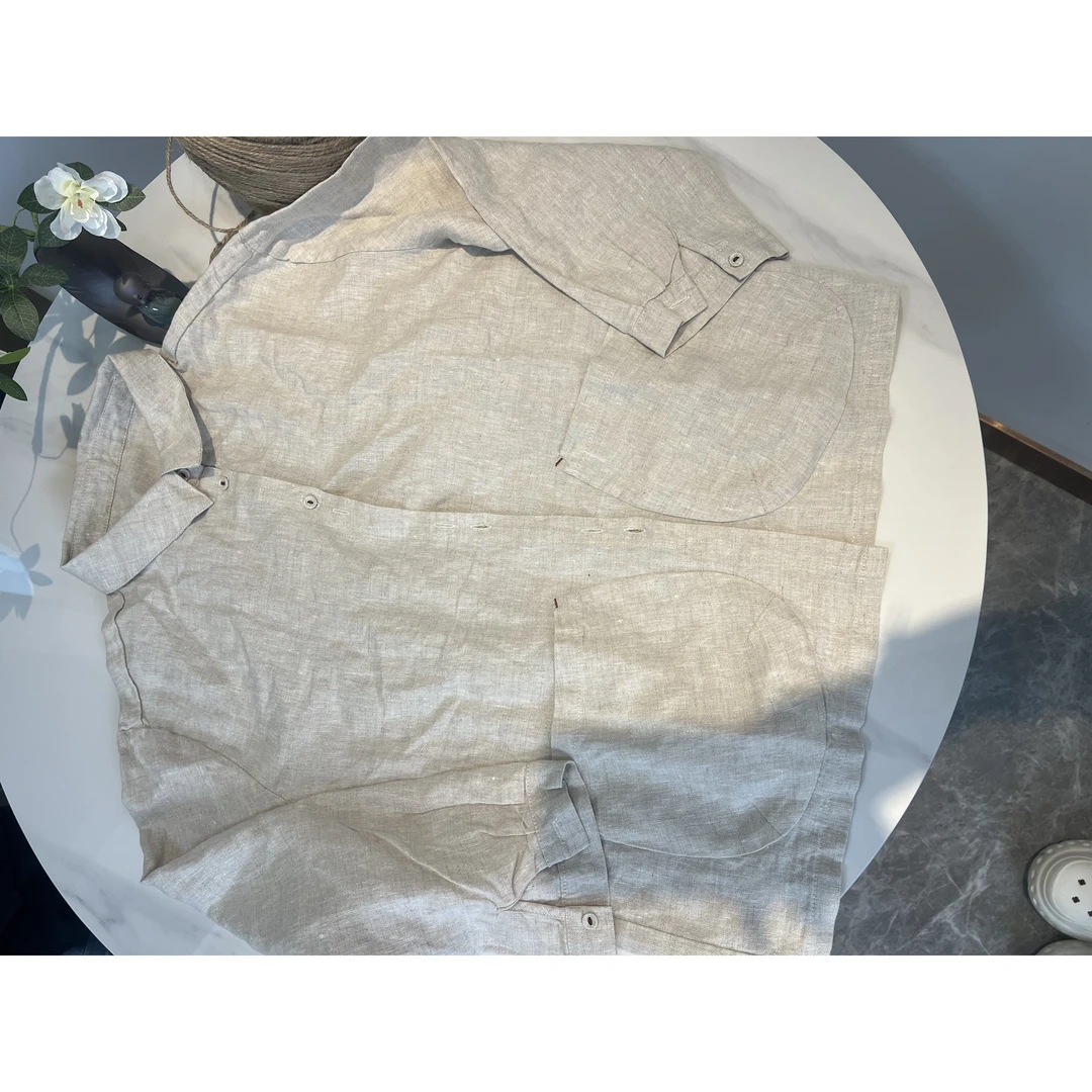 女神系列汉麻雨露小翻领大口袋衬衣外套