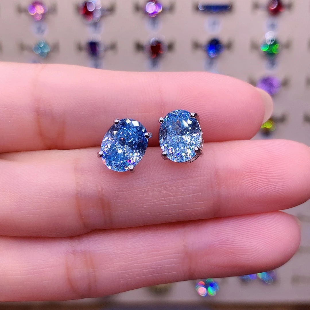 银S925镶嵌耳坠海蓝宝石