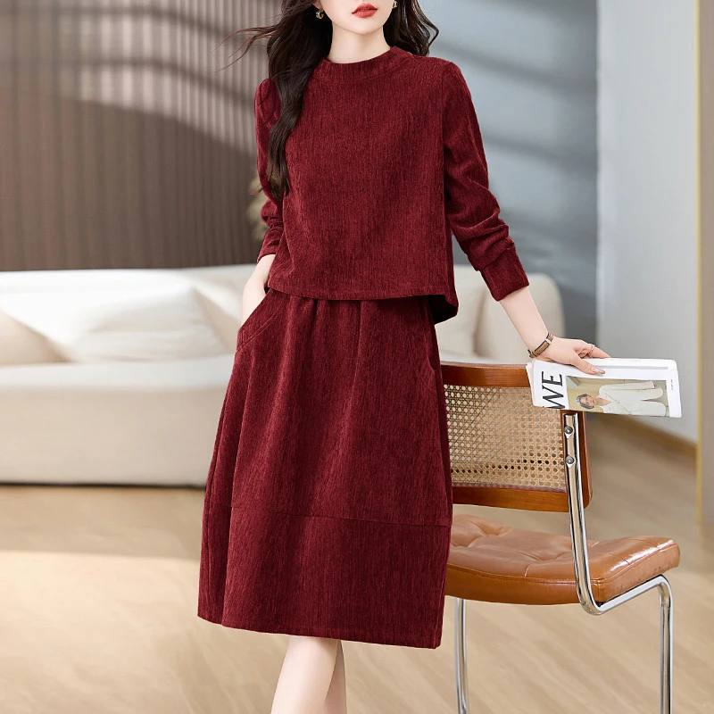 玛古芭气质连衣裙女装2025春秋新款时尚洋气减龄套装裙穿搭套装女