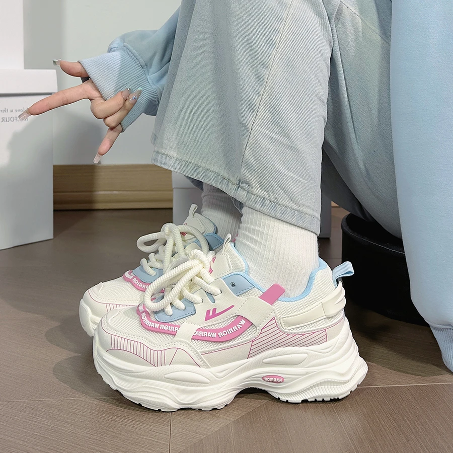 回力白蓝粉老爹鞋女2025新款少女心百搭休闲鞋时尚轻便运动鞋子女