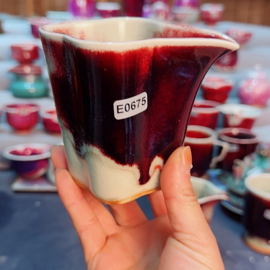 瓷片微瑕钧瓷主人杯摆件工艺品