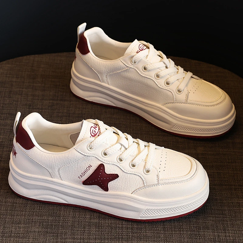 真皮小白鞋女百搭白鞋2025新款透气轻便软底学生板鞋系带女鞋