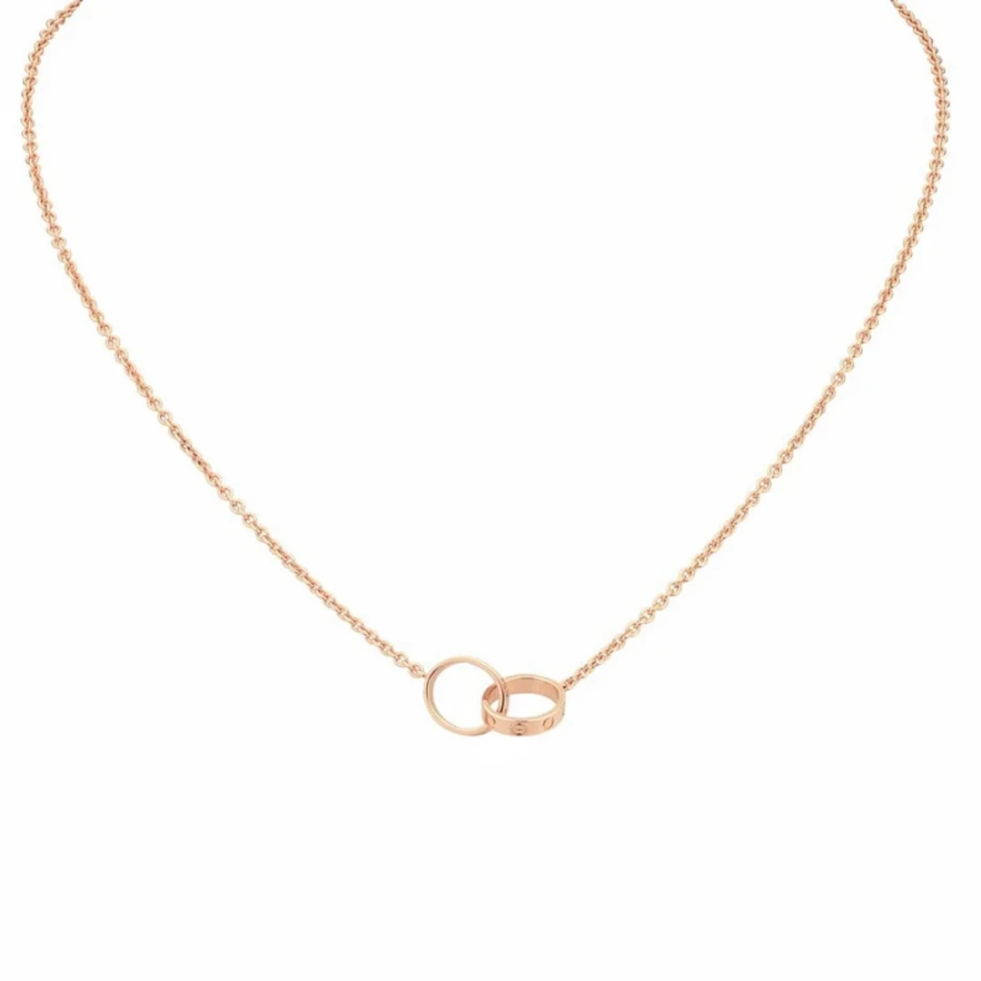 未使用 Cartier/卡地亚 LOVE 18k玫瑰金双环项链保卡