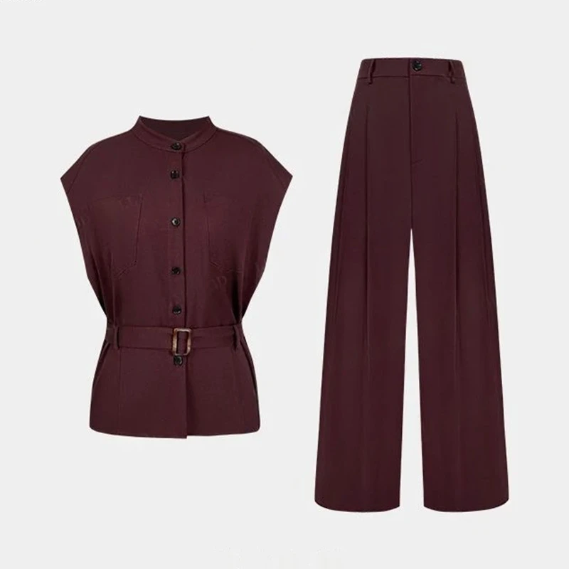 职场通勤风时尚轻奢套装女2025夏季新款休闲短袖衬衫阔腿裤两件套