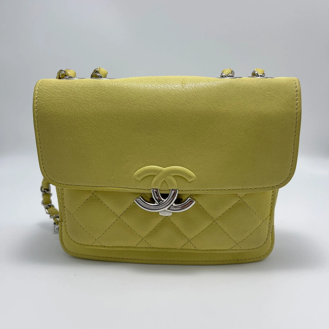95新 Chanel/香奈儿 古巴系列/小鸡黄单肩包