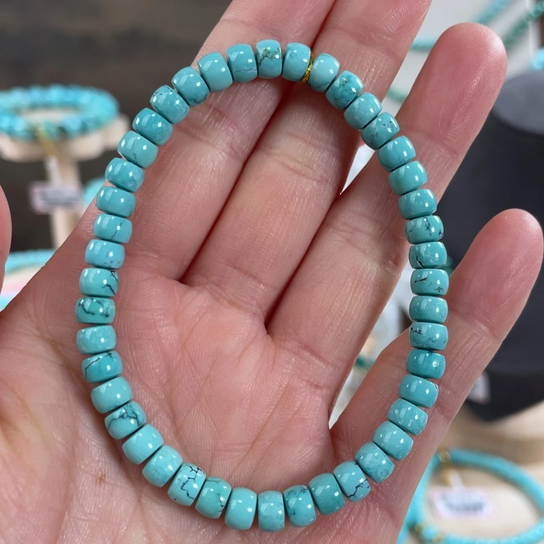 绿松石未镶嵌套链5.5精品瓷釉级直切手串