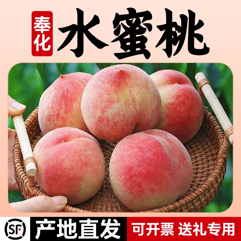 宁波奉化水蜜桃新鲜现摘当季水果软硬两吃