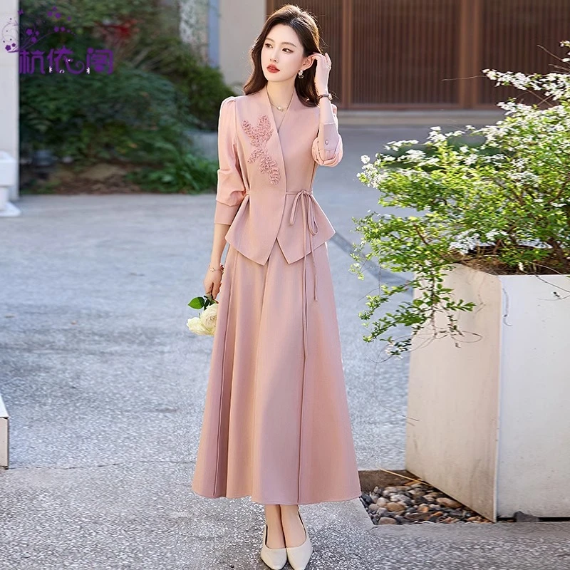 高级感两件套连衣裙女2025春秋新款时尚气质洋气减龄穿搭套装裙子