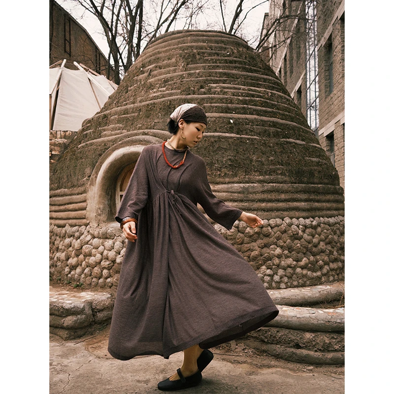 Say Ya【幻】风流云散 80支精纺羊绒笼纱连衣裙 飘逸宽松/真丝内衬