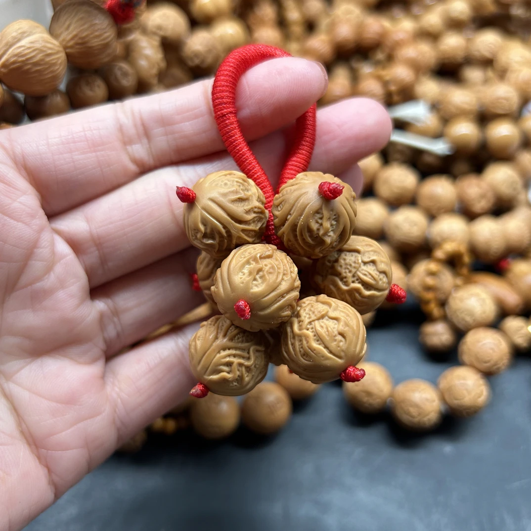 九颗百财土豪16左右白菜葡萄珠把件挂件猴头核桃雕刻手串手链
