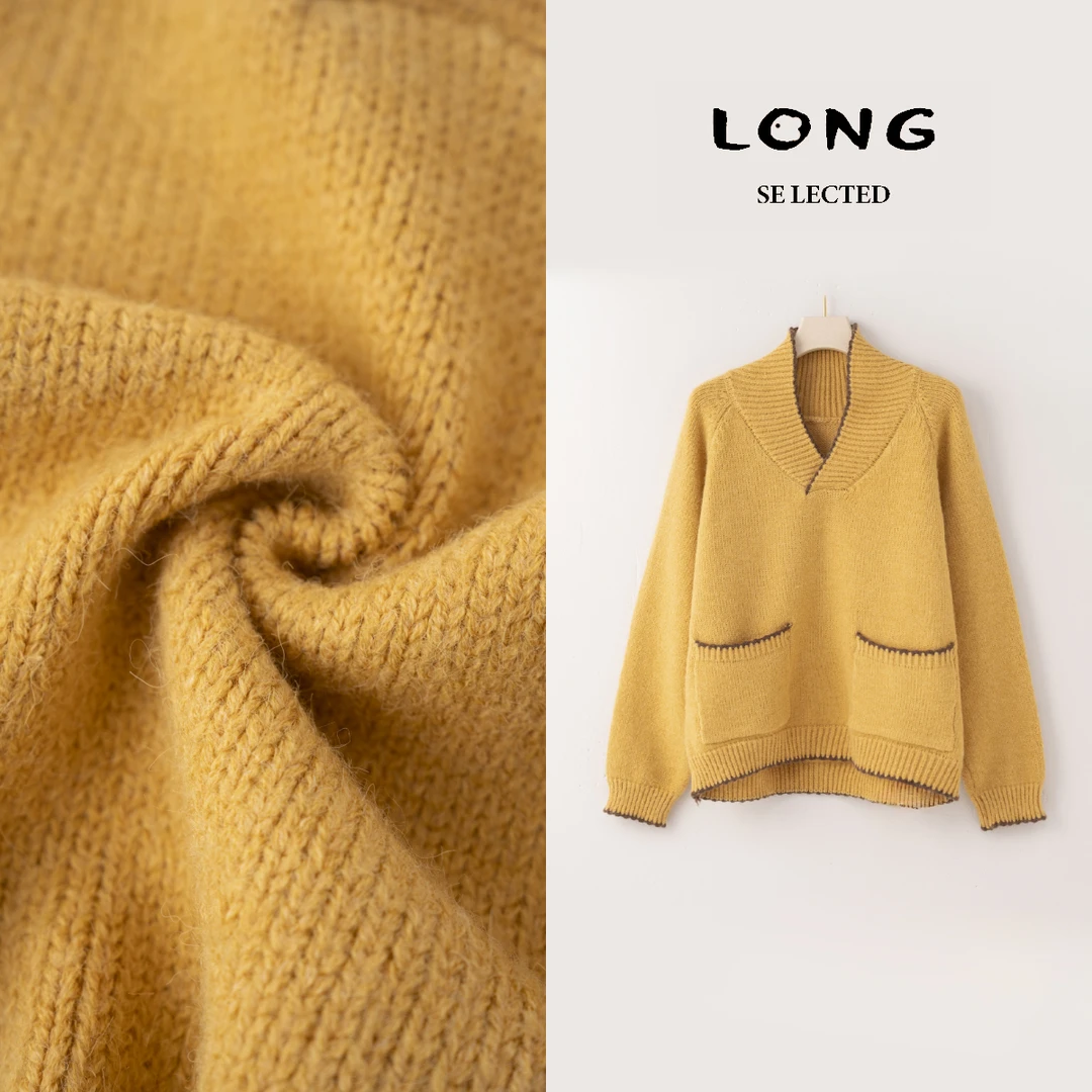 Q2864【特价-占单者限购】日系甜美高级感翻领套头宽松慵懒外穿