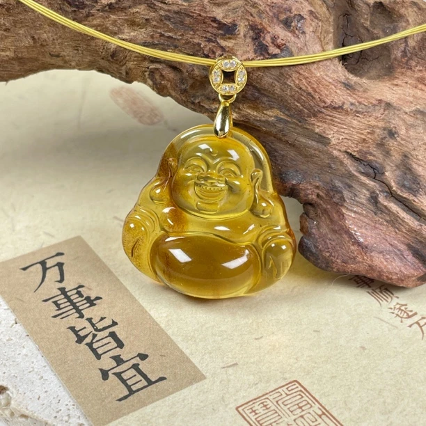 芷桦珠宝-天然缅甸灵草珀佛公吊坠项链紫罗兰紫杉醇挂坠时尚百搭