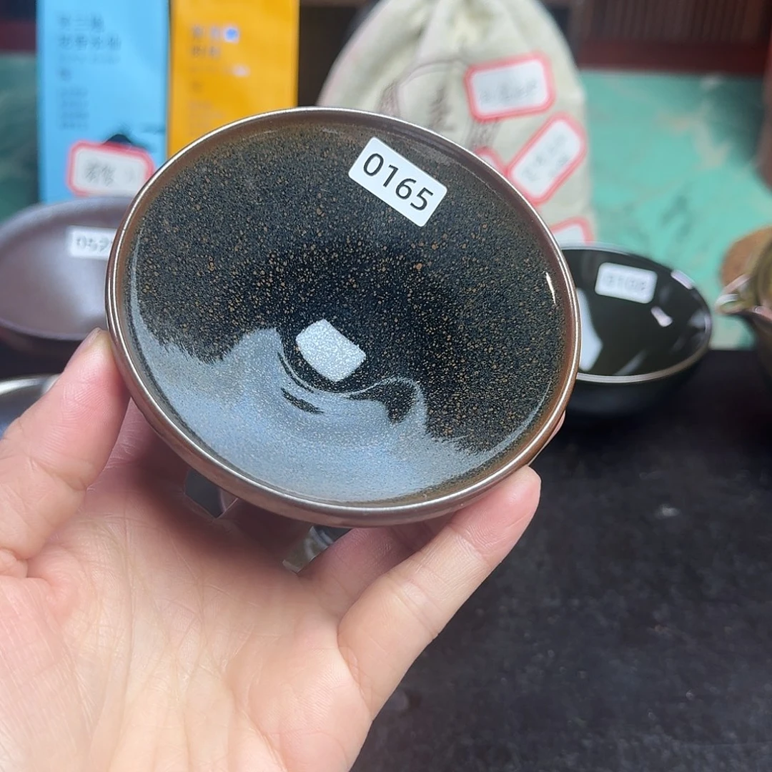 茶盏0165 718建窑建盏「复古小金滴」柴烧主人杯