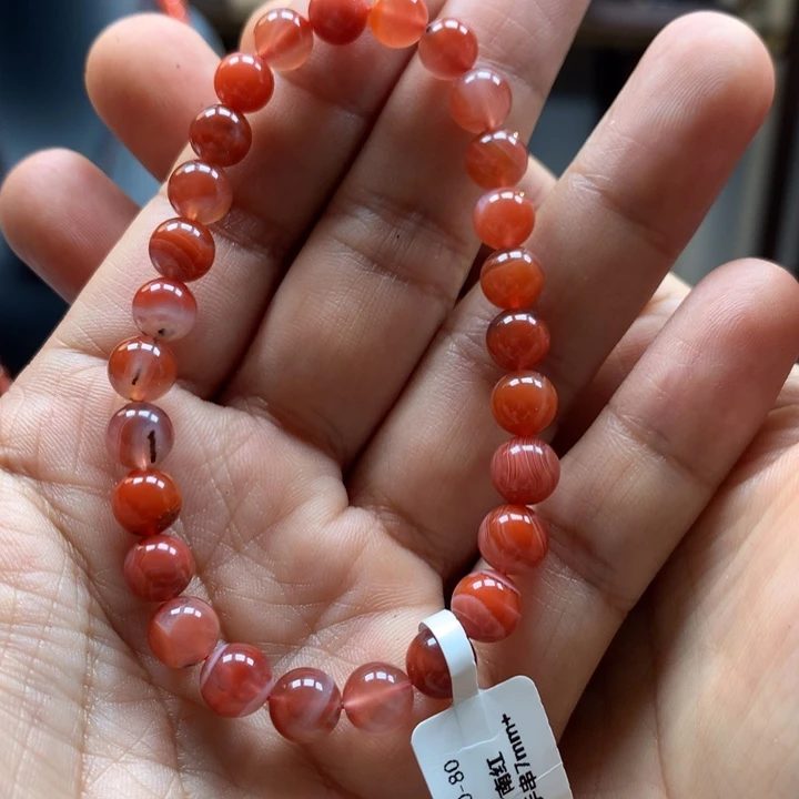 未镶嵌单圈南红玛瑙保山红白手串7mm+