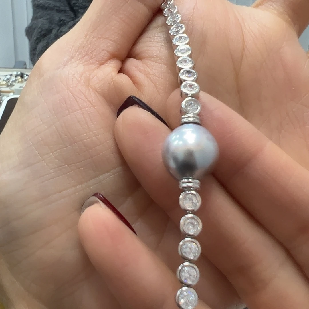 海水珍珠手绳银S925镶嵌