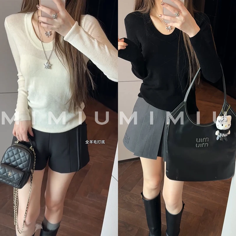 【mimius】肉肉 全羊毛高支软糯舒适百搭U领针织打底衫 WG09054