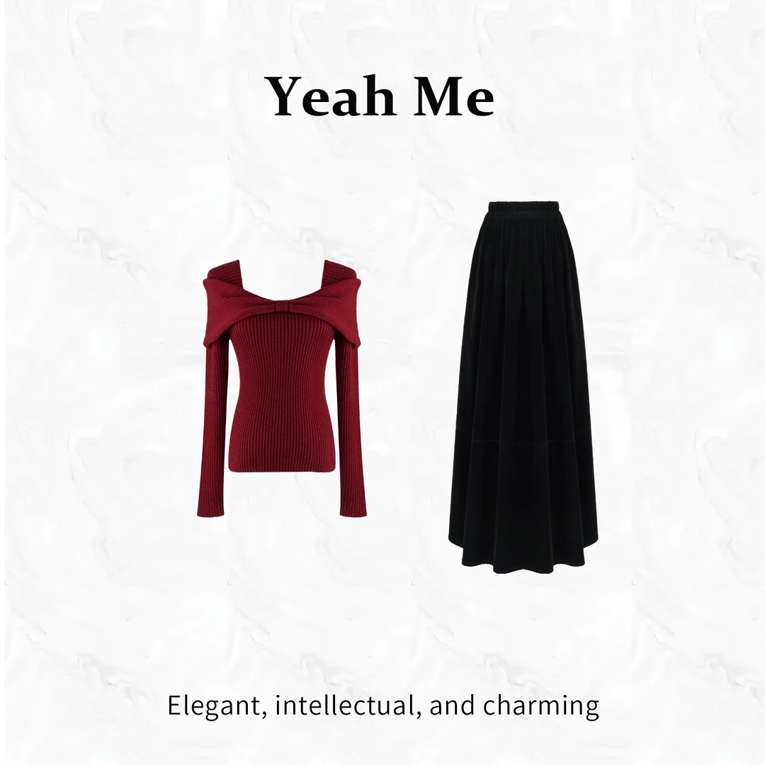 Yeah Me/也觅【余生晚礼】冬季新款温柔气质毛衣性感百搭半身裙套装