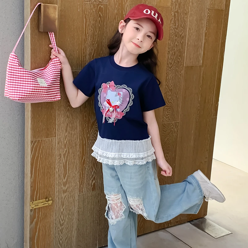 尤画原创设计师童品2025夏季女童中大童上衣裤子61071