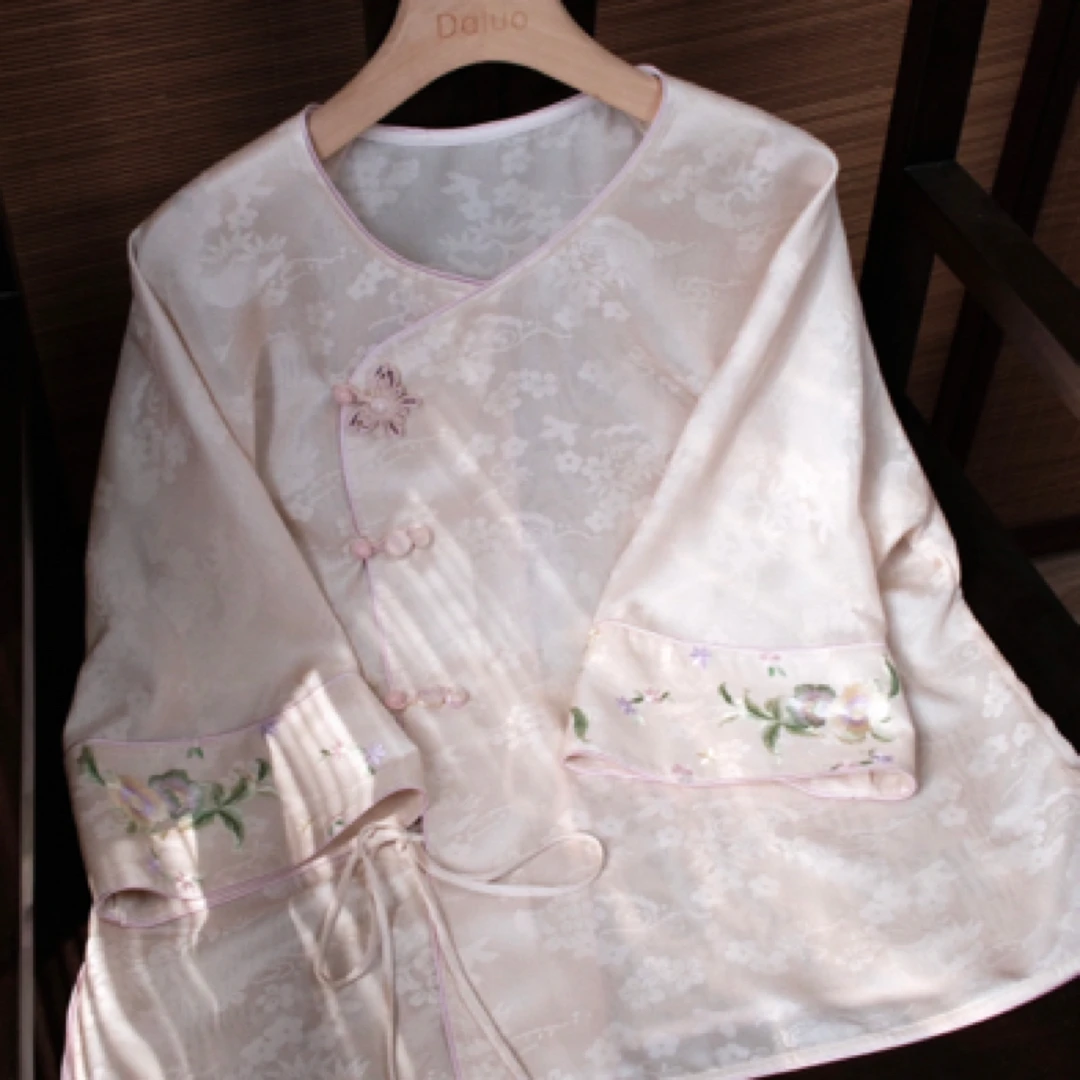 【木心】高定重工苏秀系列手工罗三经绞罗新中式毛衫上衣