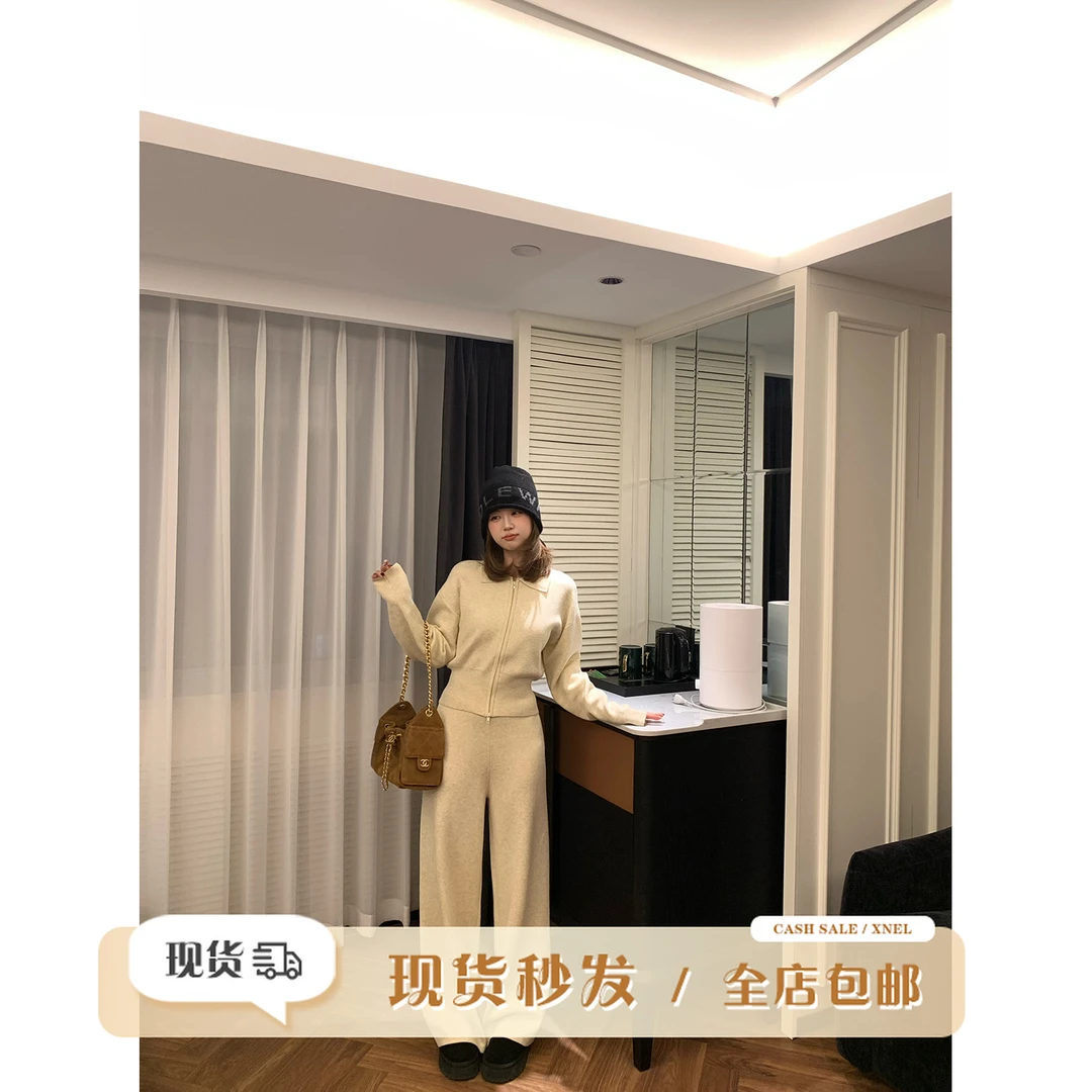 陳文文xenl【云感纸片人】秋冬极简百搭显瘦毛织两件套加厚套装0122