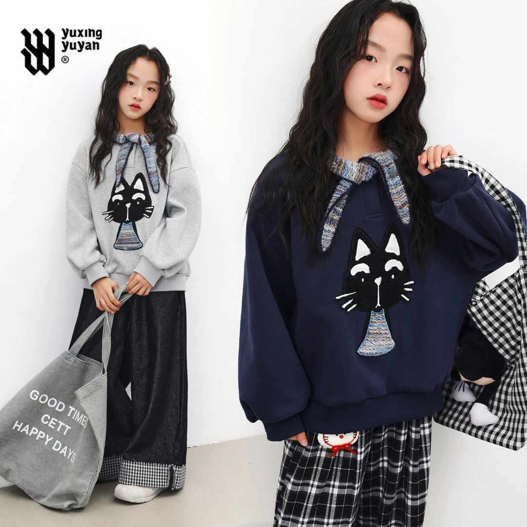 雨星雨嫣女童卫衣秋冬款2025新款今年流行女孩时髦超好看上衣