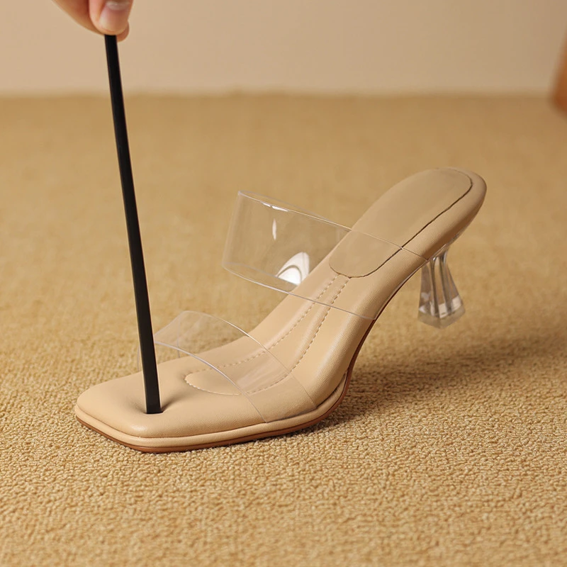 【香港kyok&Shoes官方正品】法式凉拖鞋女夏外穿踩屎感透明高跟鞋