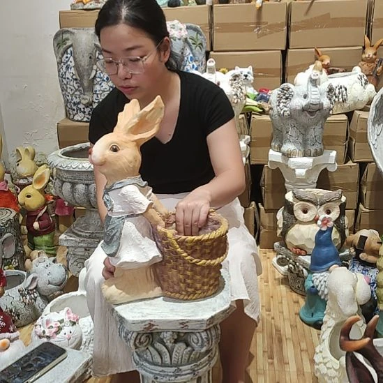 合成树脂树脂拖筐兔花盆一个