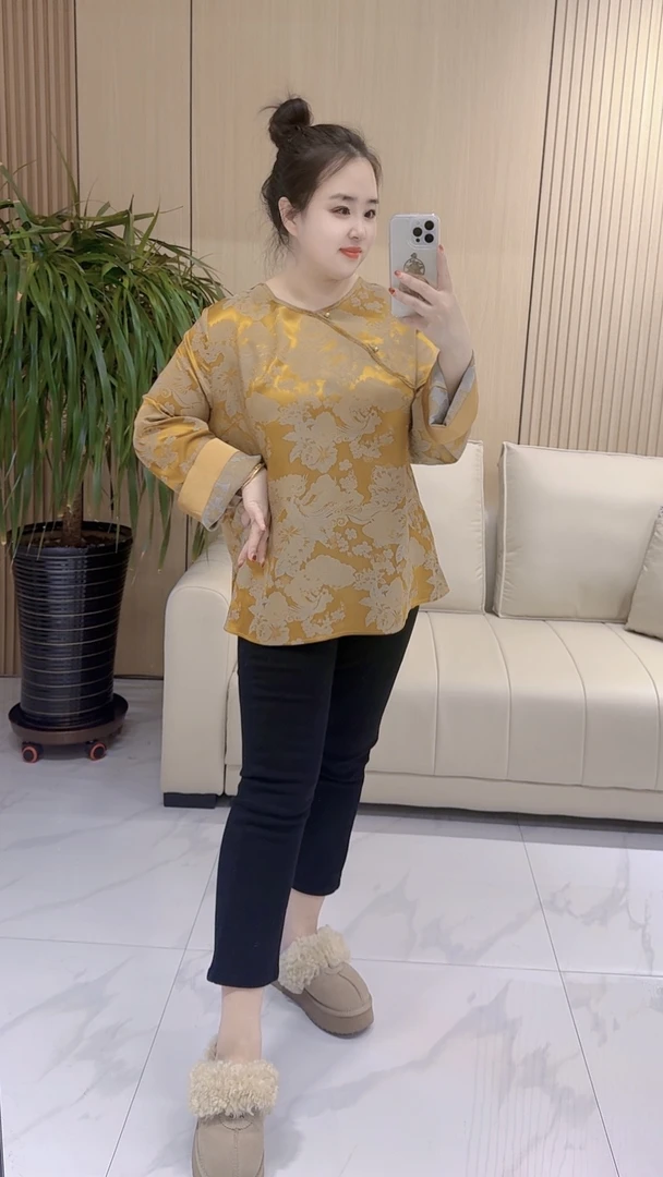 【聪姐推荐】9152新中式重工高端提花T恤衫（衣长65，胸围128）