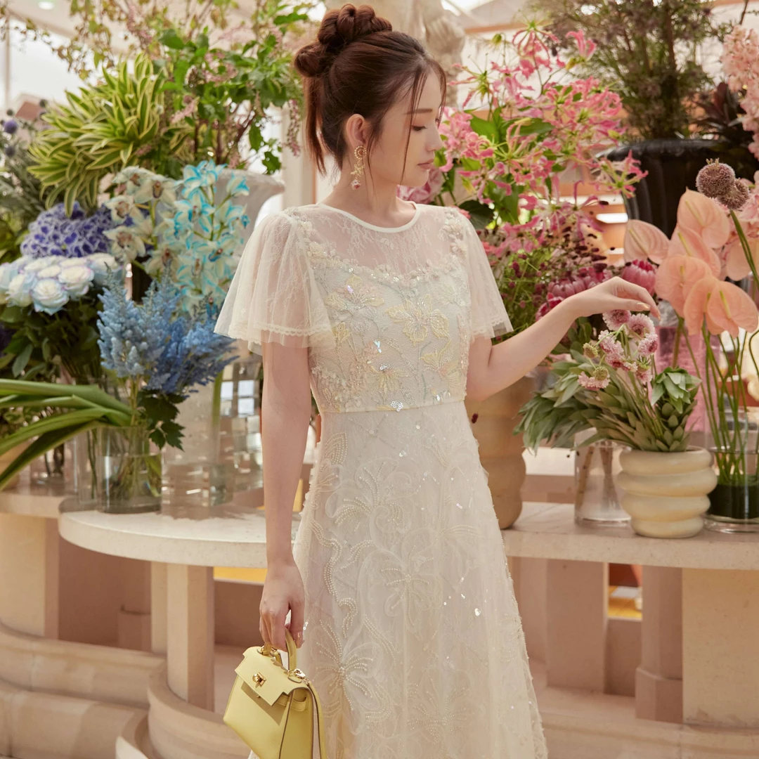 【陈大可专属】Marie Elie【芳景如画】新款钉珠连衣裙EAE11M55349