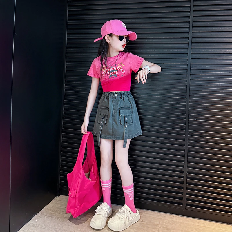 女童牛仔短裤夏装2025新款儿童五分裤子薄款洋气女孩大童裙裤套装