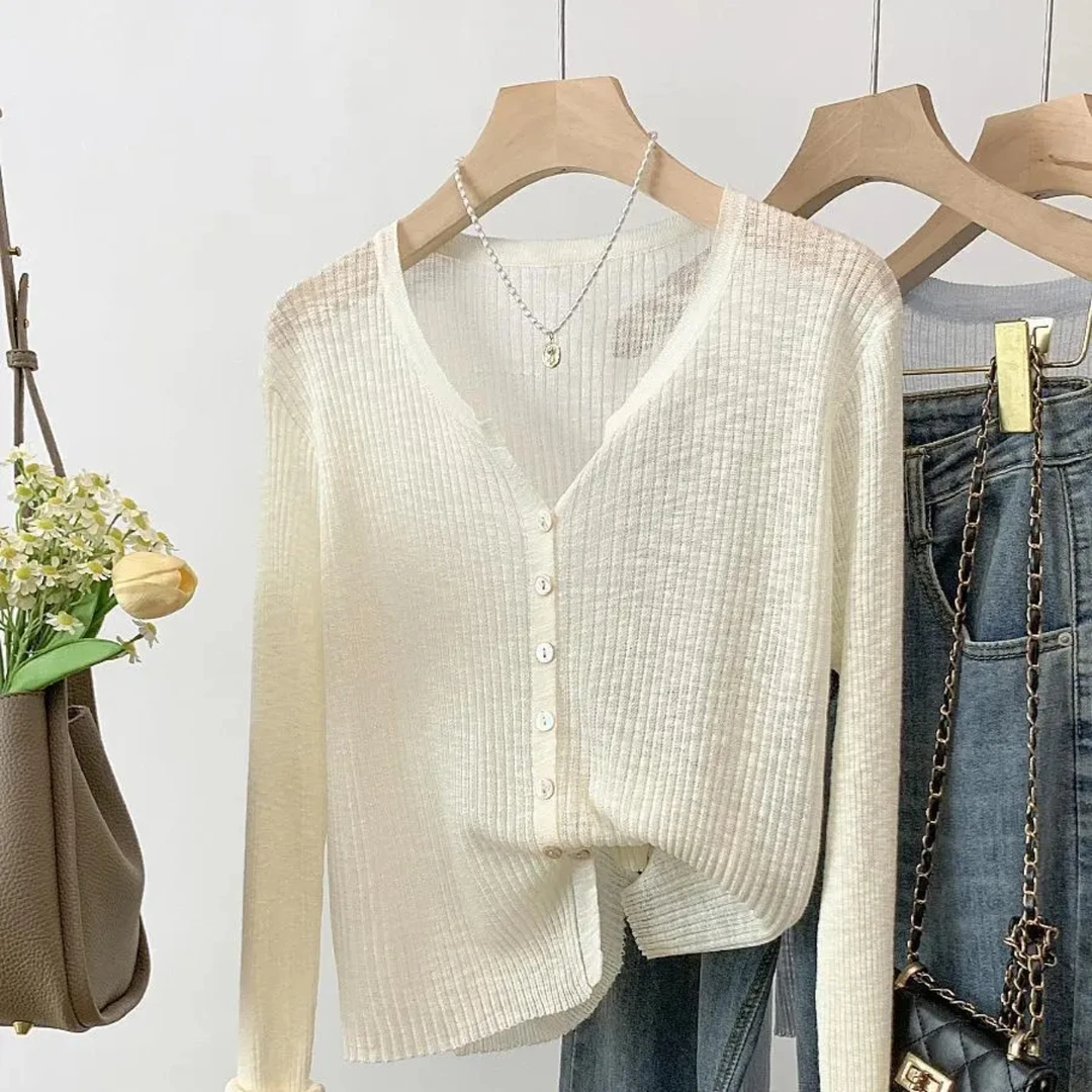 竹节防晒外搭开衫2025夏季新款空调衫时尚百搭薄款针织衫上衣女