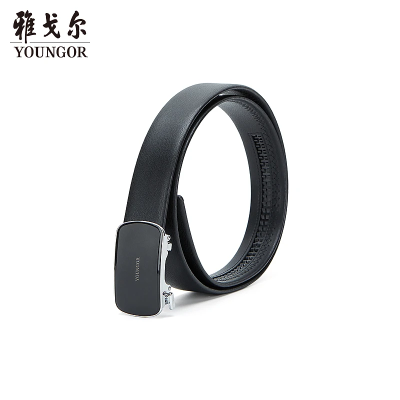 雅戈尔腰带时尚百搭男士皮腰带自动扣皮质有弹力真皮裤腰带82953