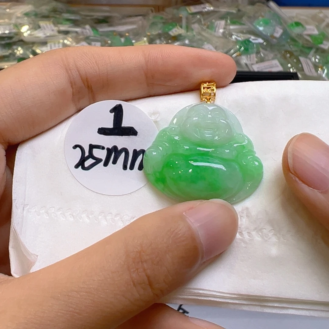 吊坠(不含链)18K金镶嵌翡翠