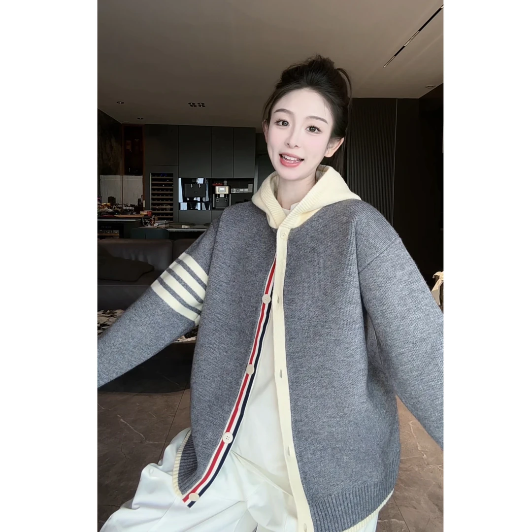 FAND品牌【T+Btangmu】秋冬情侣装加厚保暖拉链连帽开衫外套毛衣