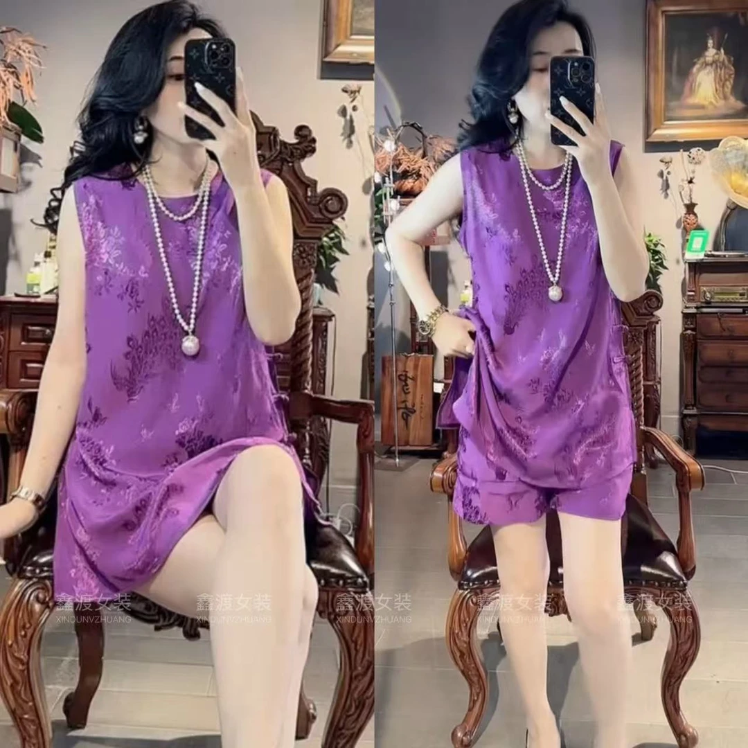 2025夏季新款时尚显瘦气质女士网红洋气两件套百搭款D9743