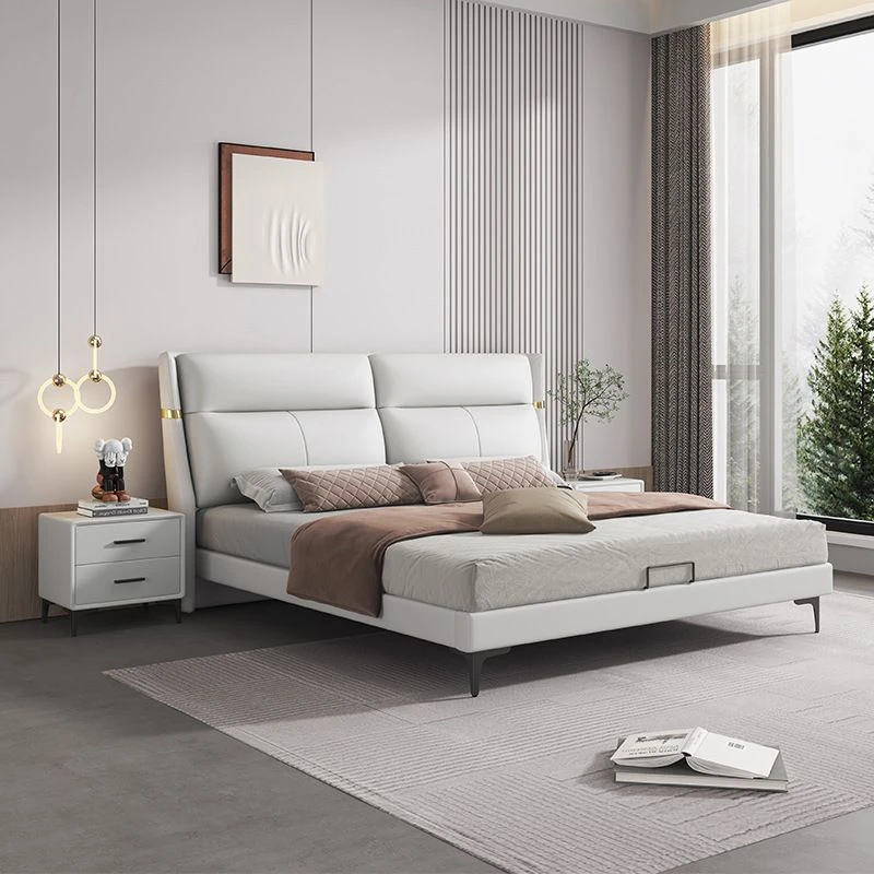 【贝利思精选】现代简约皮床1.8米欧式床科技布床1.5m主卧床储物床