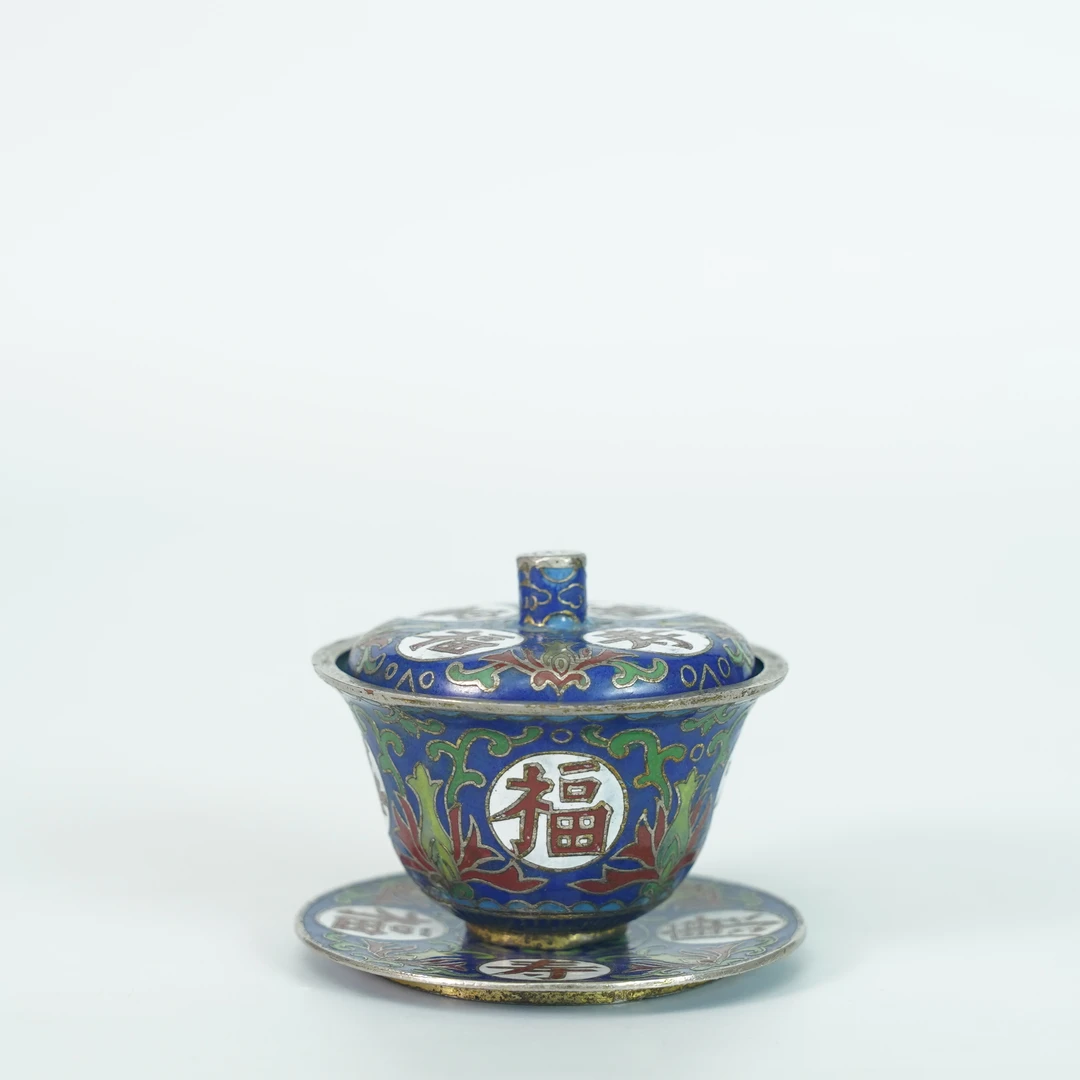 LABC250310036【十竹斋】民国景泰蓝掐丝珐琅三才盖碗