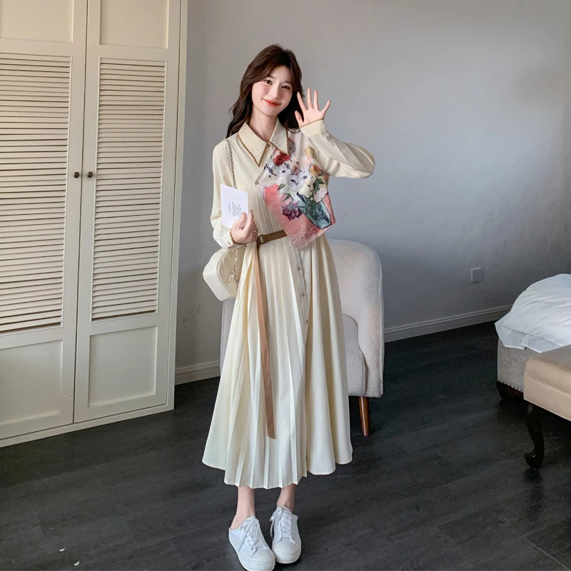 法式浪漫风连衣裙女2025春秋新款高级感复古氛围感油画印花茶歇裙