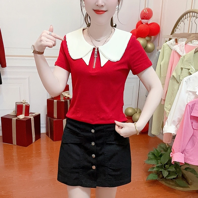 纯棉小个子百搭短袖t恤女2025年夏季新款洋气减龄遮肉打底上衣潮