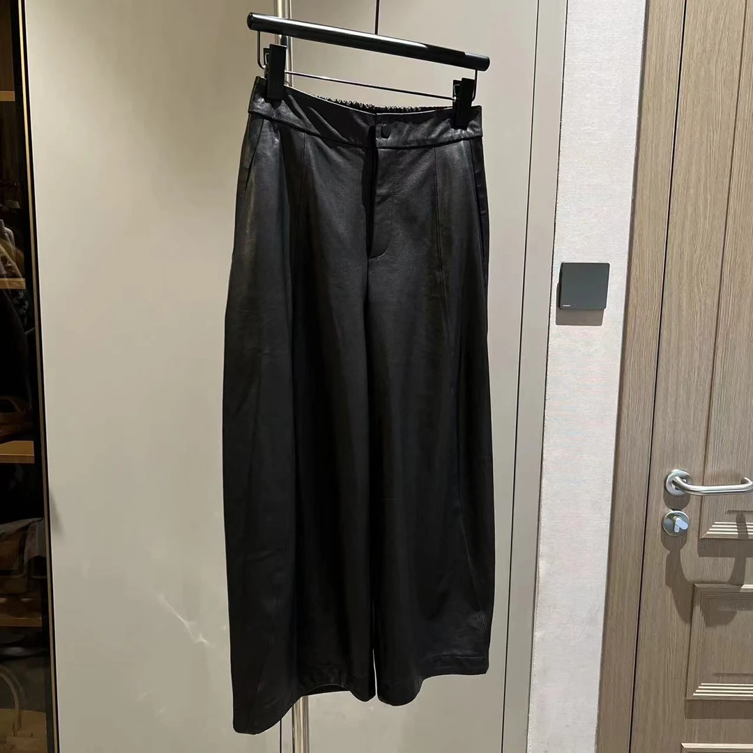 【大L】重磅外贸进口高奢重工设计师风通勤百搭休闲皮裤251071