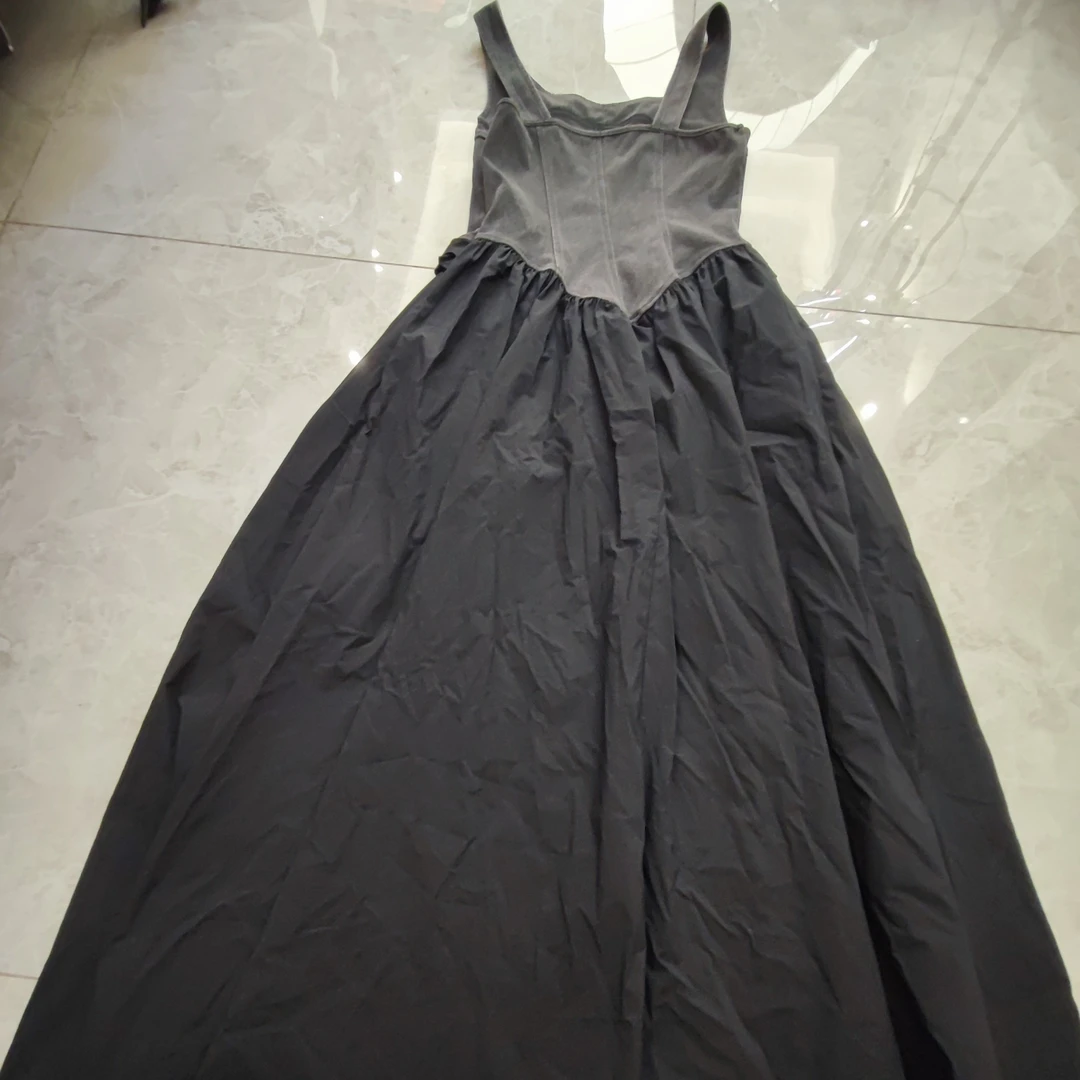 设计师款牛仔拼接连衣裙