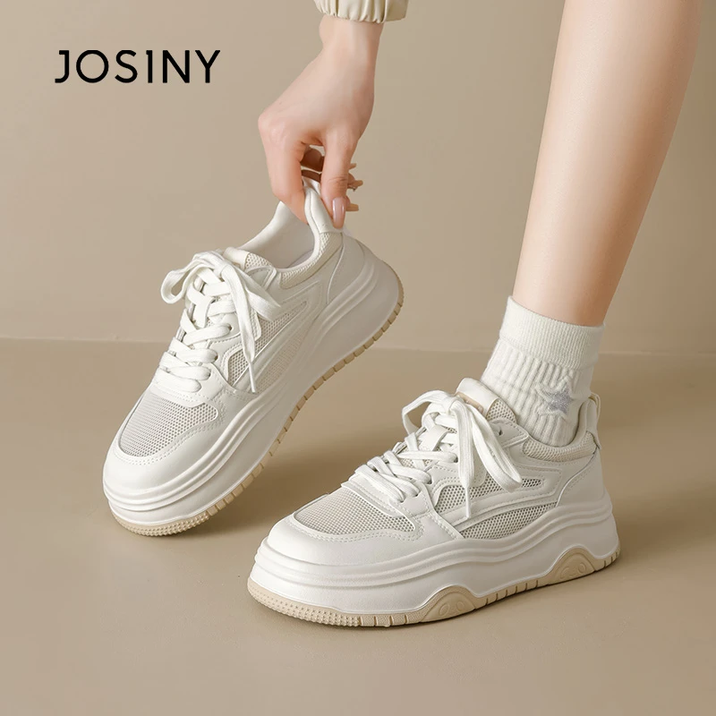 卓诗尼小白鞋女2025春季新款时尚百搭网面透气板鞋运动休闲鞋女