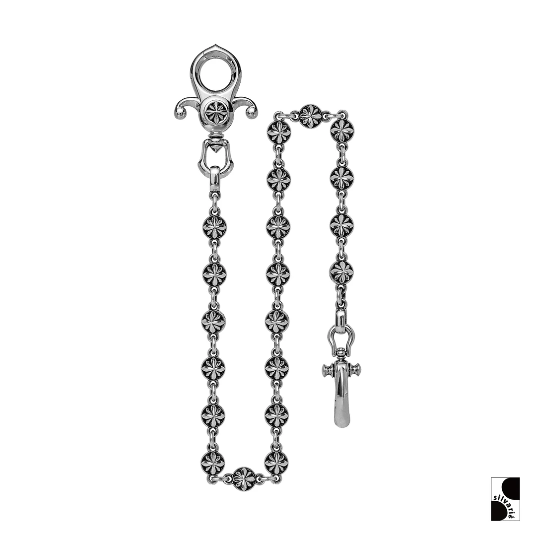 925银银制品 =silvarie=GOGOLLAM 美式鸢尾十字花纯银钥匙链裤链