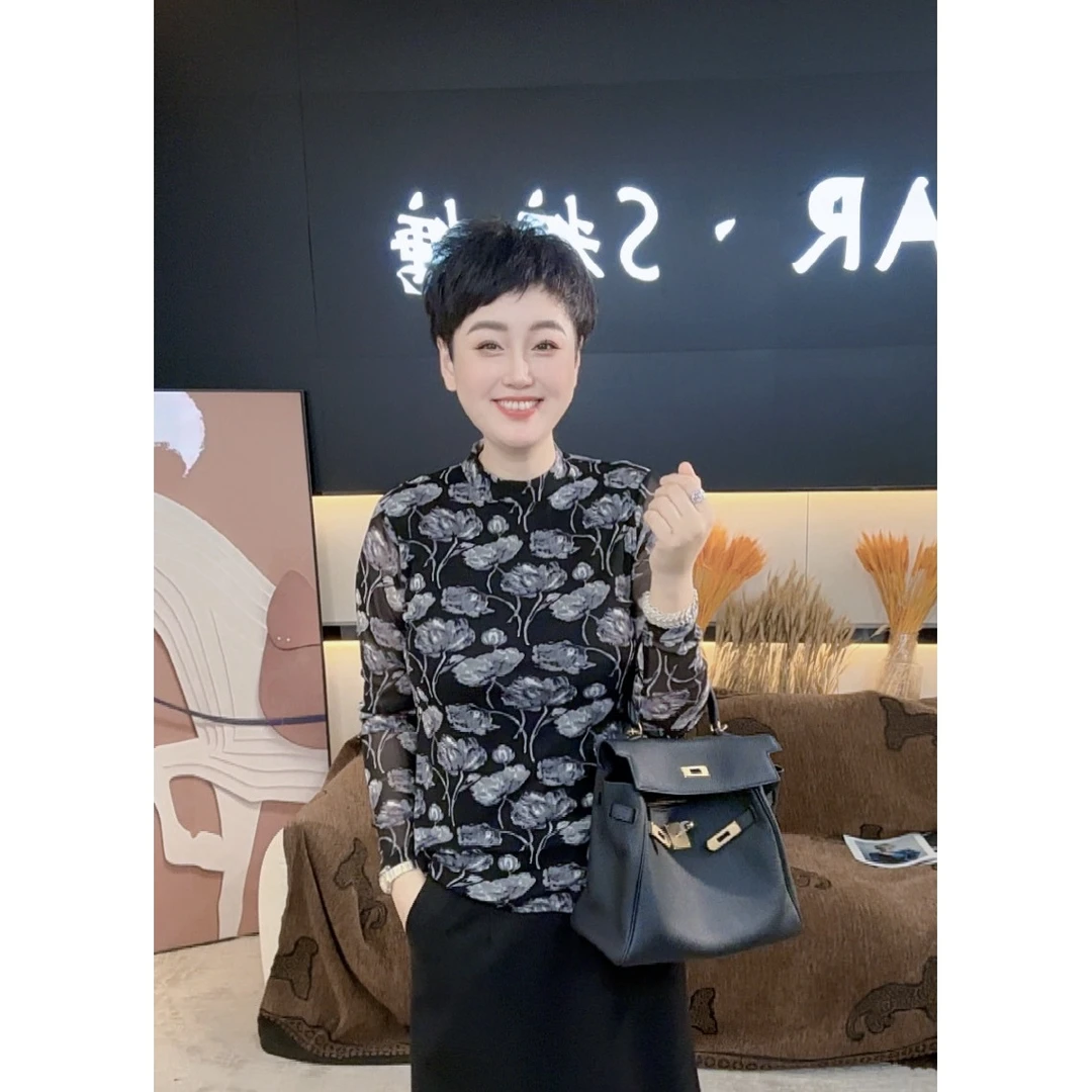 秋季100g高弹水柔网纱舒适高弹抗皱气质时尚圆领打底衫T恤【7260】T