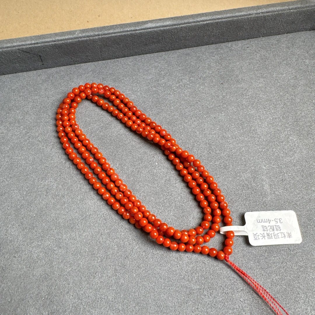 南红玛瑙长项链配链3.5-4mm