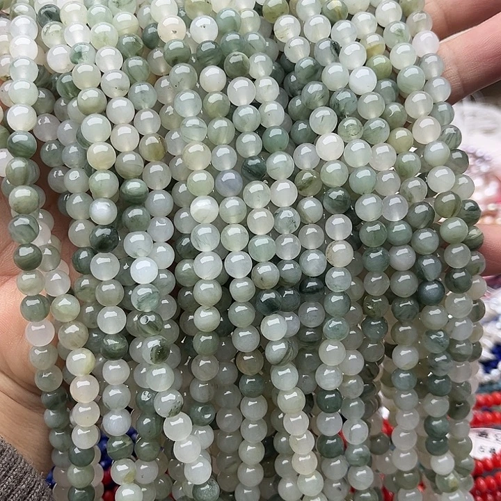 玛瑙/玉髓未镶嵌珠宝半成品2条6mm左右天山翠